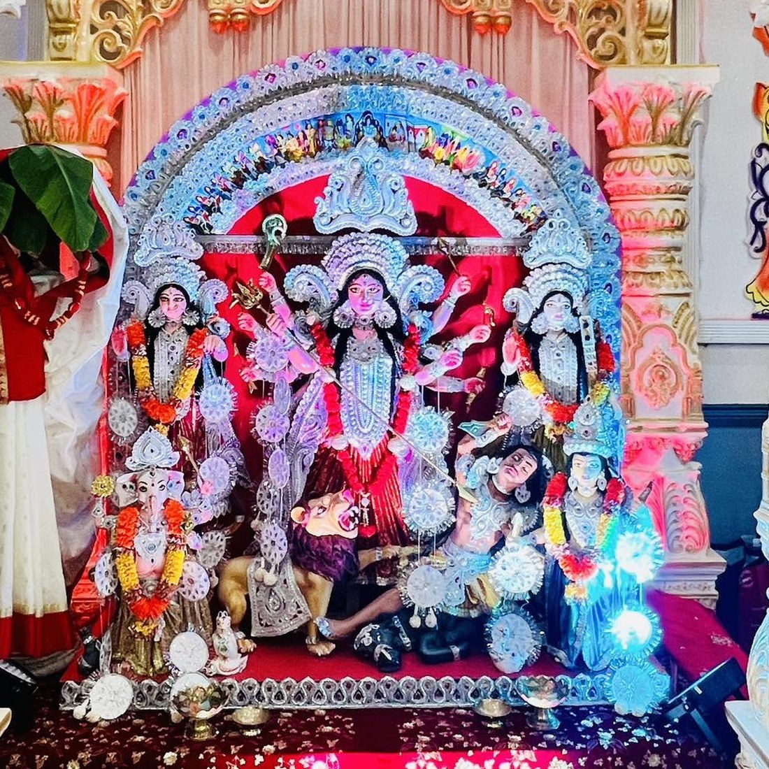 Ma Durga idol at a TBCS Durga Puja pandal